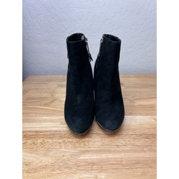 Cole Haan Bootie Womens 5.5 B Martina Wedge Ankle Black Suede Embossed Leather - Picture 10 of 13